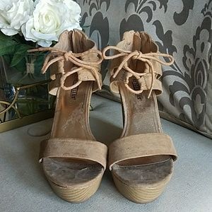 Tan wedged heels
